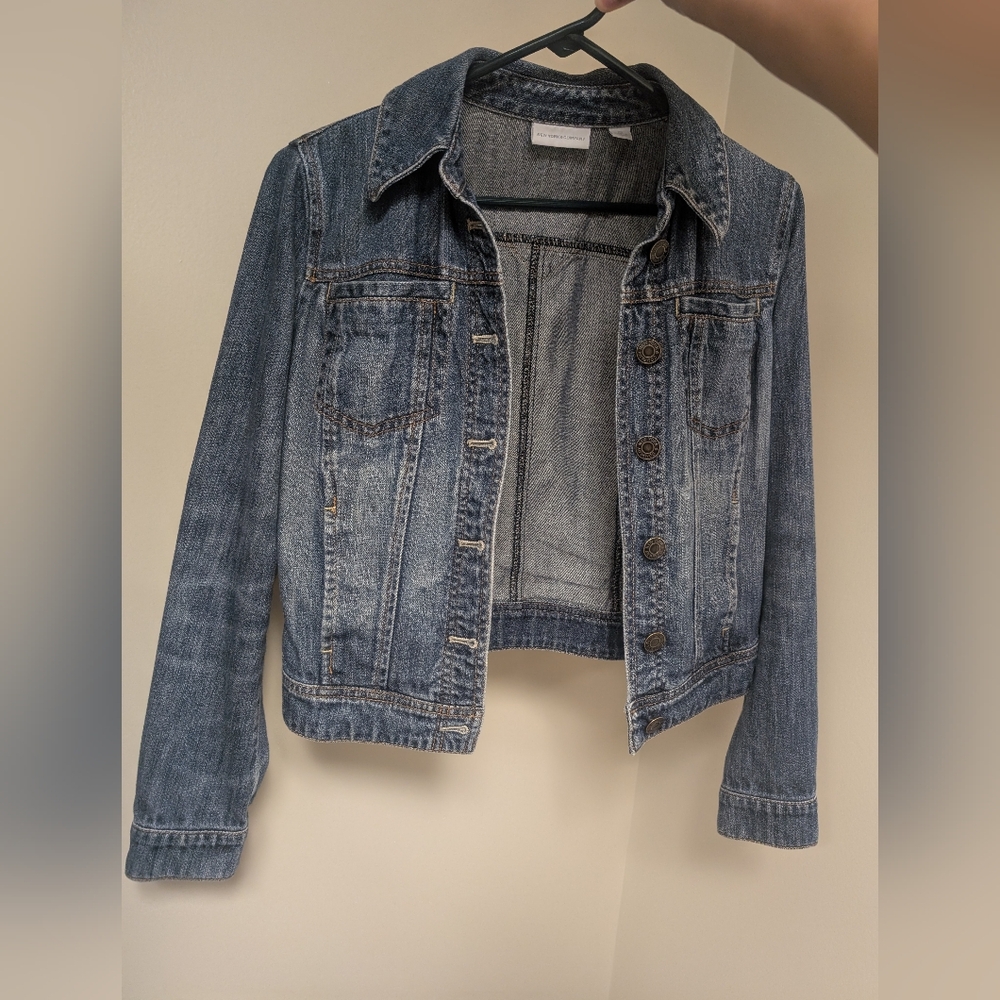 New York & Company Medium Vintage Wash Denim Jean Jacket (100% Cotton)